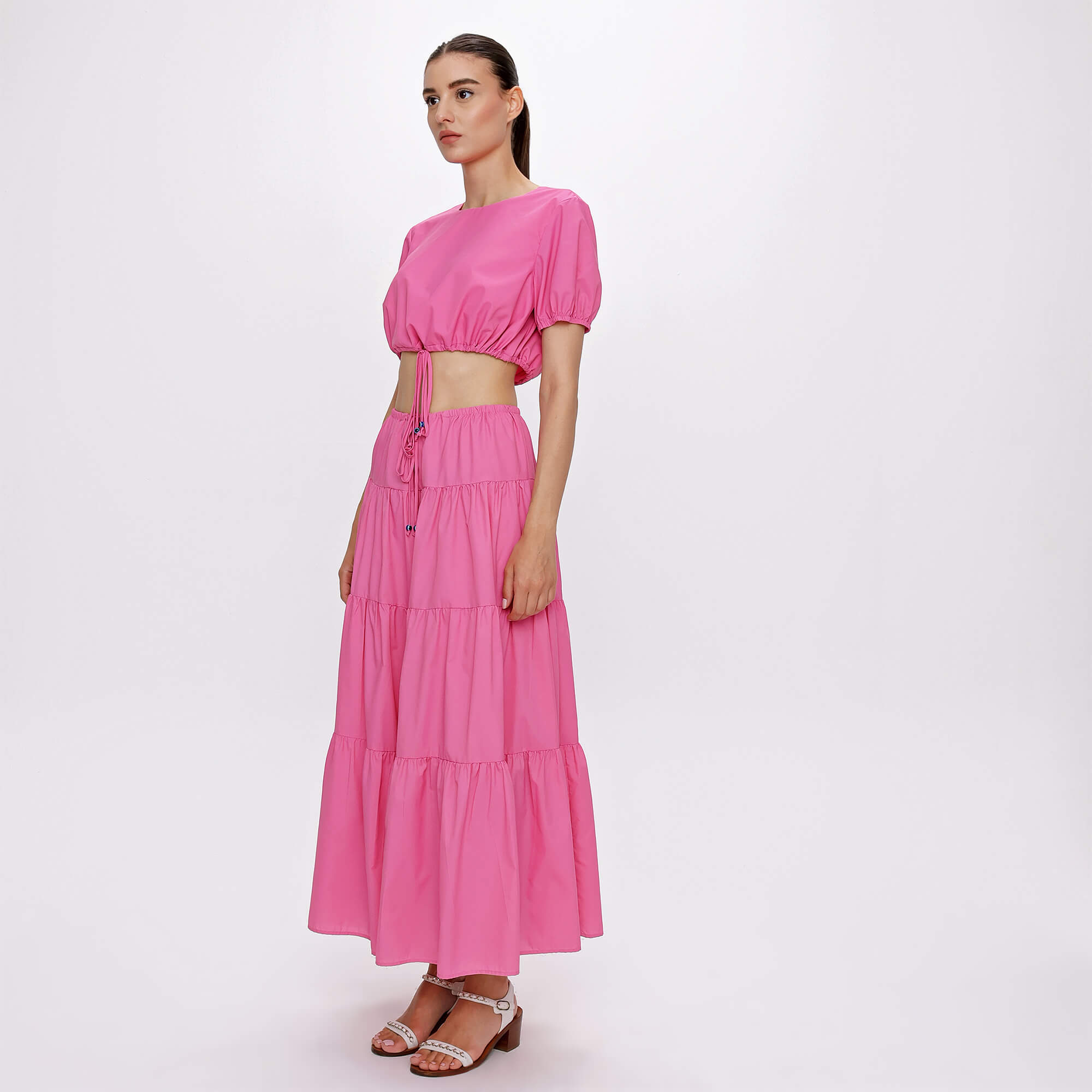 Staud - Pink Nylon Lucca Midi Skirt&Blouses